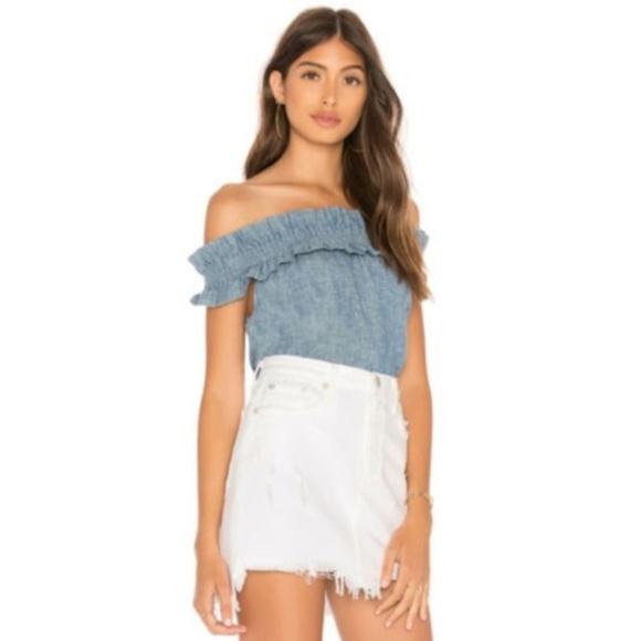 The Jetset Diaries Tops - The Jetset Diaries Sloan Top Linen Blend in Denim